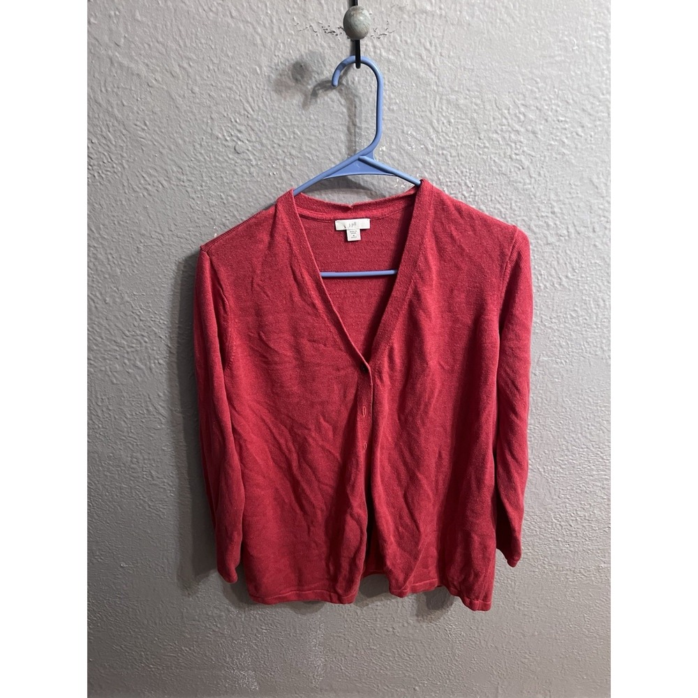 J Jill Cardigan Womens Size MP V Neck Button Up Coralish‎ Color